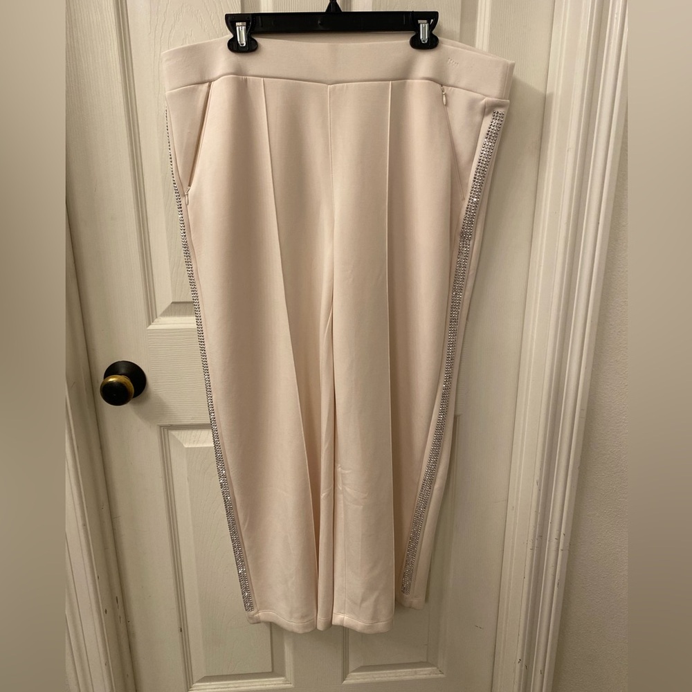 Chico's Cream Pants with Silver Detailing